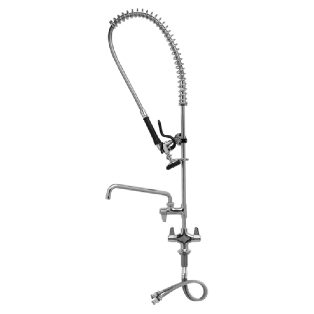 T&S Brass 5PR-2S12 Equip Pre-Rinse Unit Single Hole Base 18" Flexible Inlets