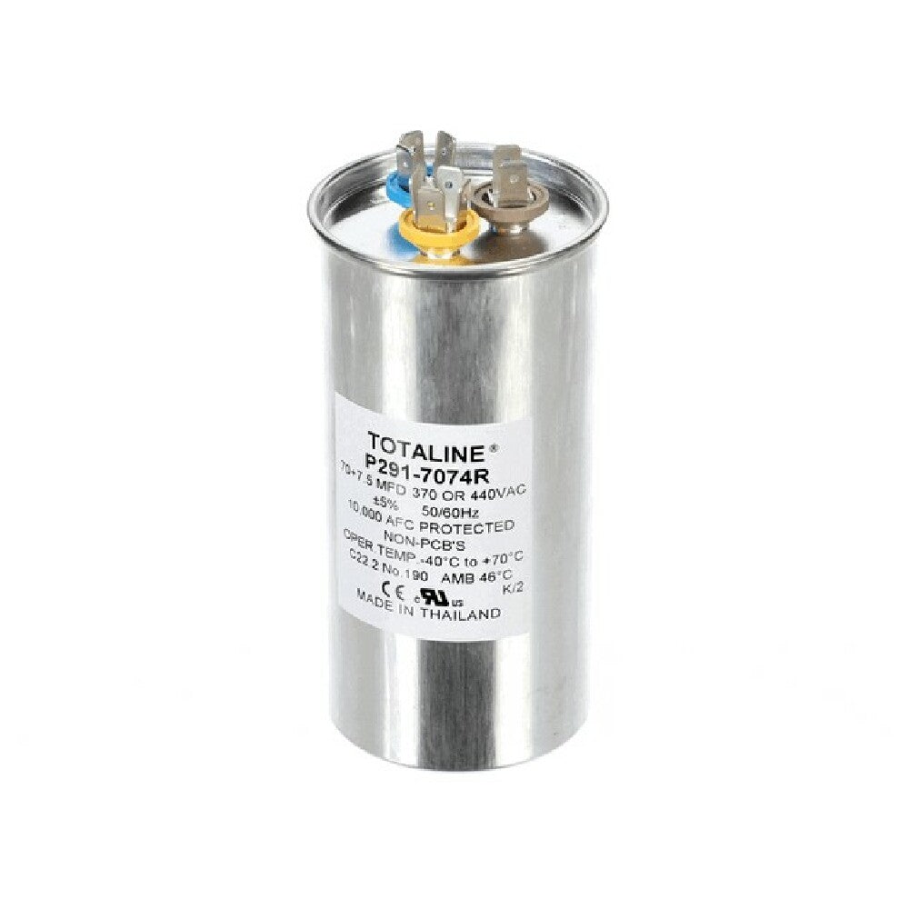 Carrier P291-7074R Run Cap Rnd 440v 70/7.5 Mfd