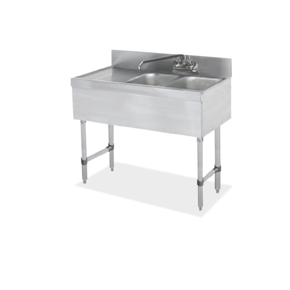 Steel Works Stainless SWBAR2B36-L Two Compartment Underbar Sink 36" X 18-3/4" X 33"H