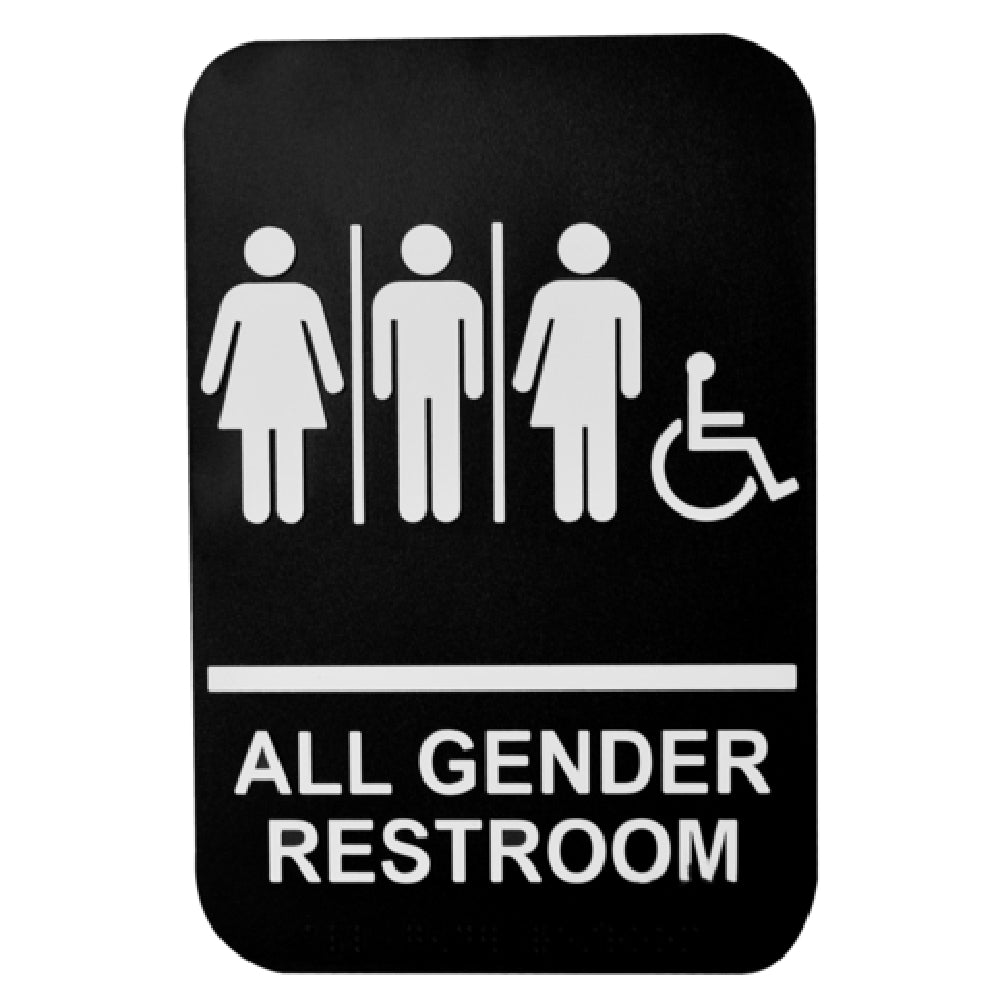 TableCraft Products 695653 - Cash & Carry Sign, 6" X 9", "All Gender Restroom" Handicap Accessible Symbol