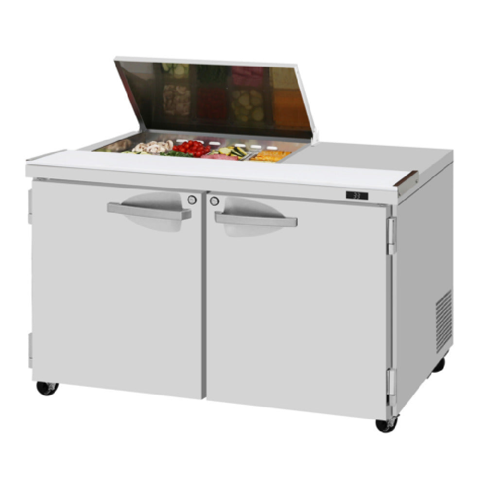 Turbo Air PST-48-08S-N-FL PRO Series Sandwich/Salad Prep + Work Station With Flat Lid