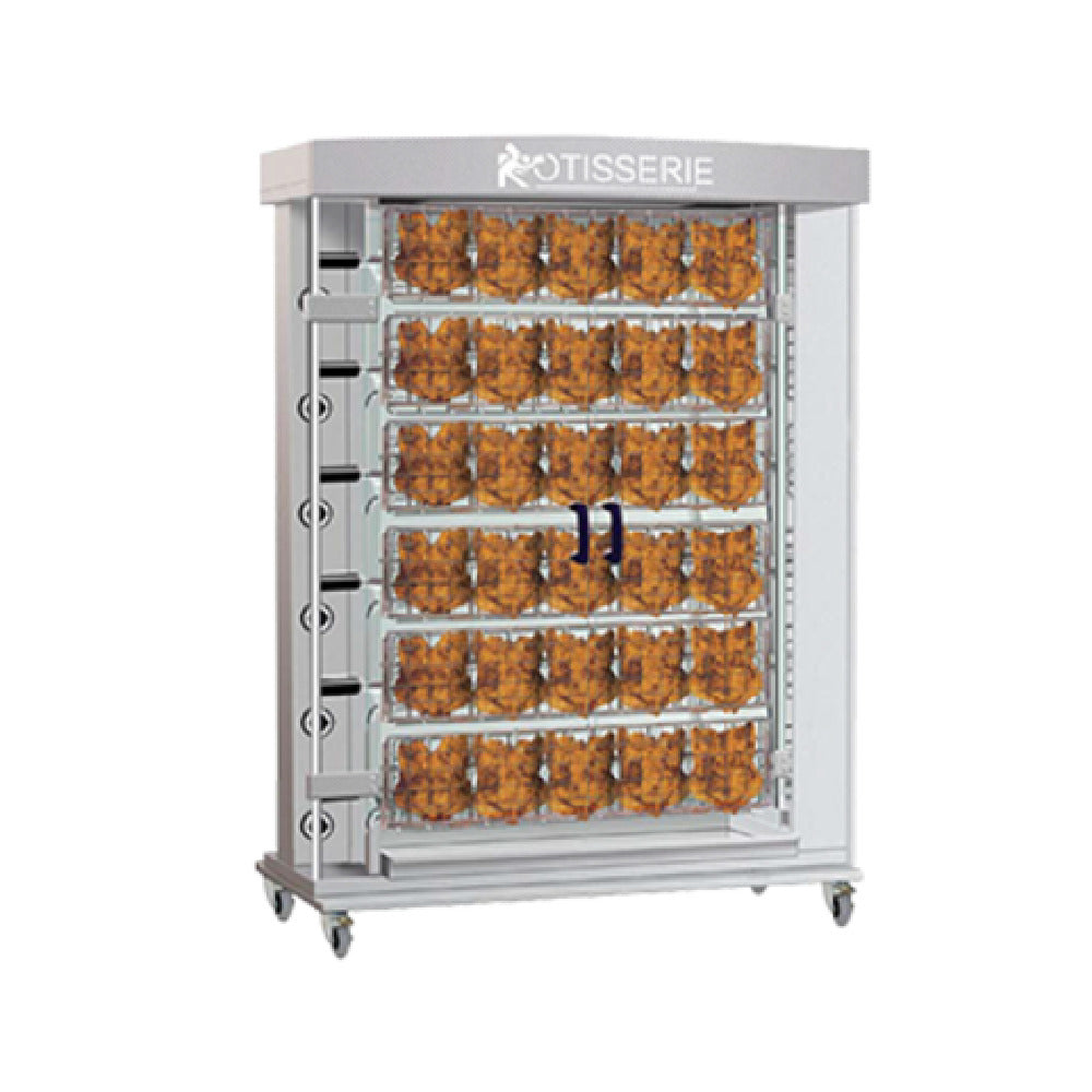 Rotisol FFS1425-6G-SS_LP FauxFlame™ SPATCHCOCK Rotisserie Oven Gas Floor Model