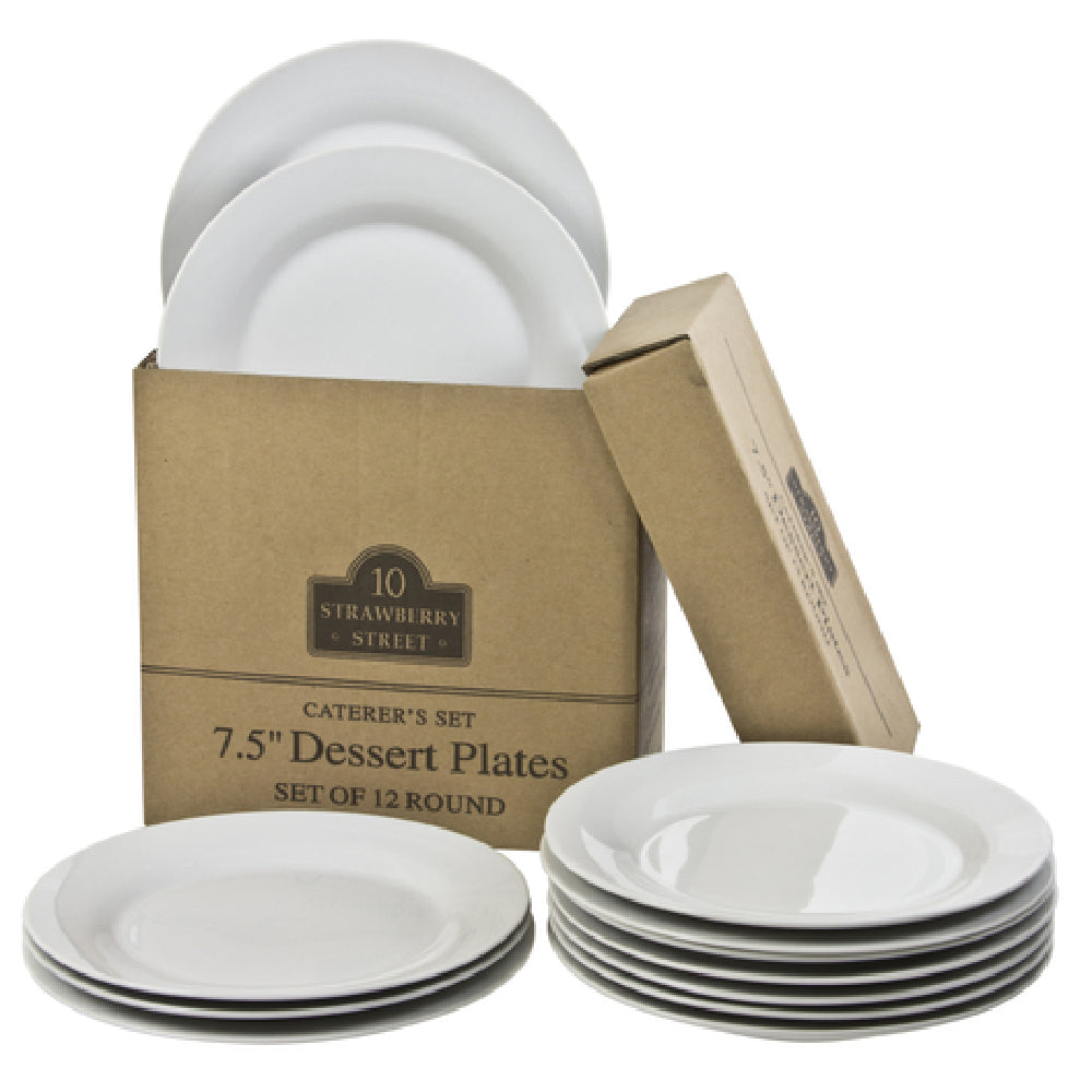 10 Strawberry St CATERING-12-SALAD-W - Salad Plate Catering Set, 7-1/2", Round