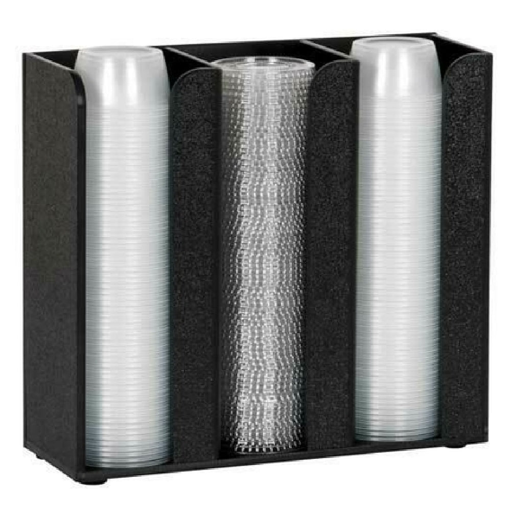 Dispense-Rite CTCO-3BT - Portion Cup & Lid Organizer, 3-section, Countertop/wall Mount