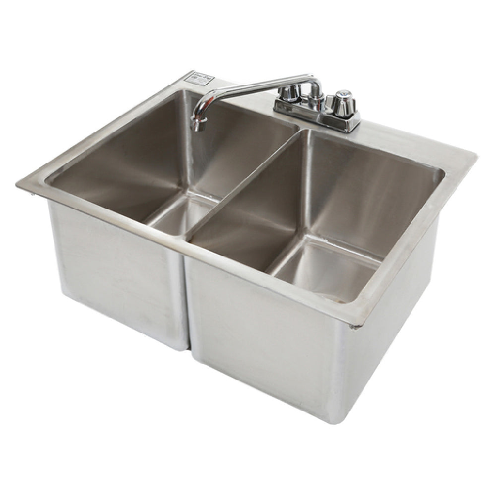 Klinger's Trading DIS2028 Drop-In Sink Two Compartment (2) 10" Wide X 14" Front-to-back X 10" Deep Bowls