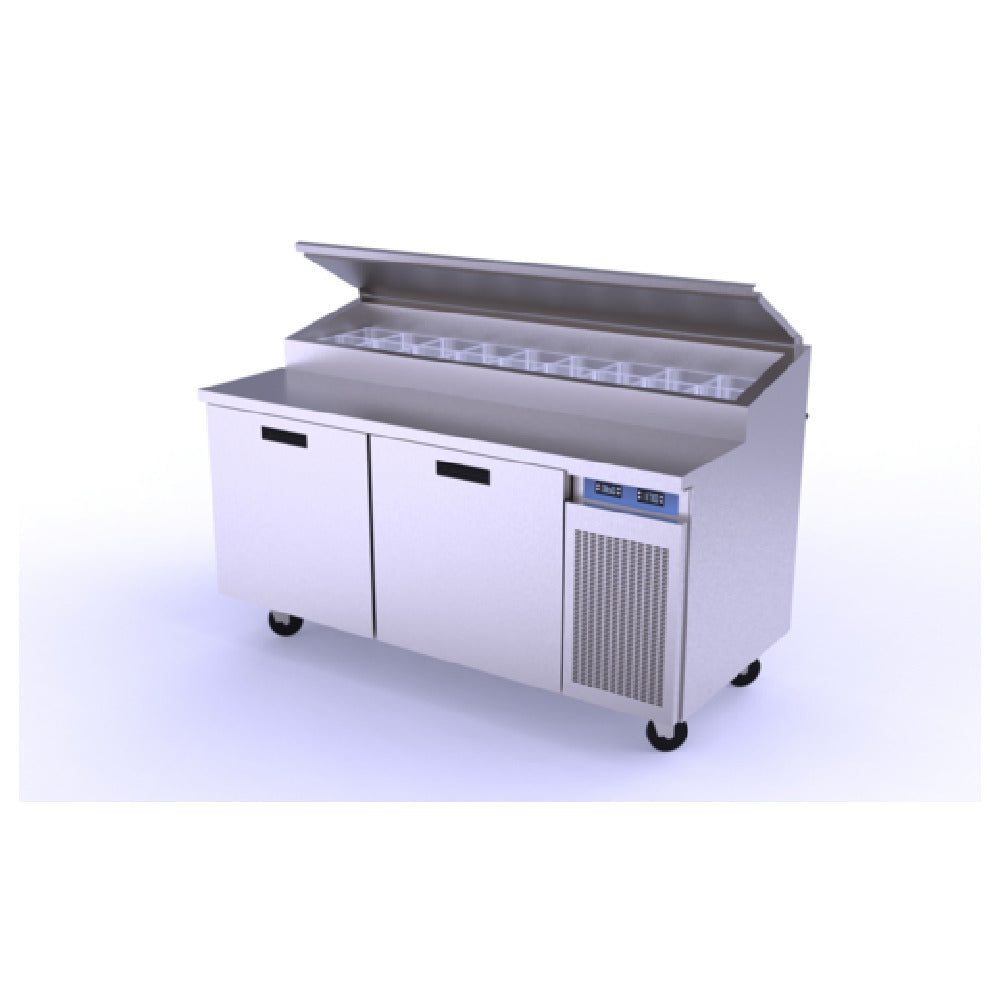 Randell 8268N-290 Refrigerated Raised Rail Prep Table Two-section 68" W