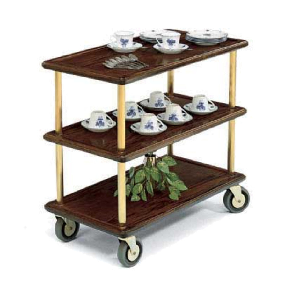 Forbes Industries 5530 Service Cart (3) Wood Veneer Shelves Raised Solid Wood Molding