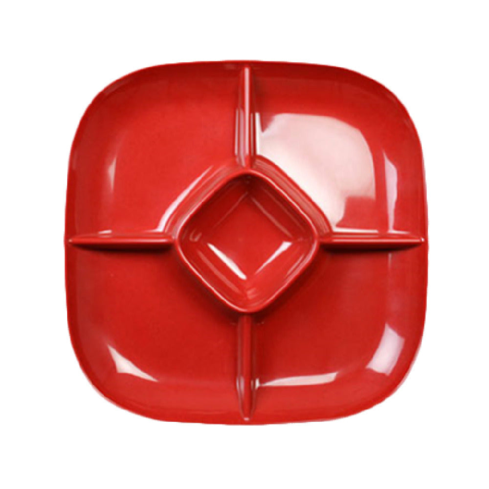 Thunder Group PS1515RD Chip & Dip Platter 15" 5-compartment