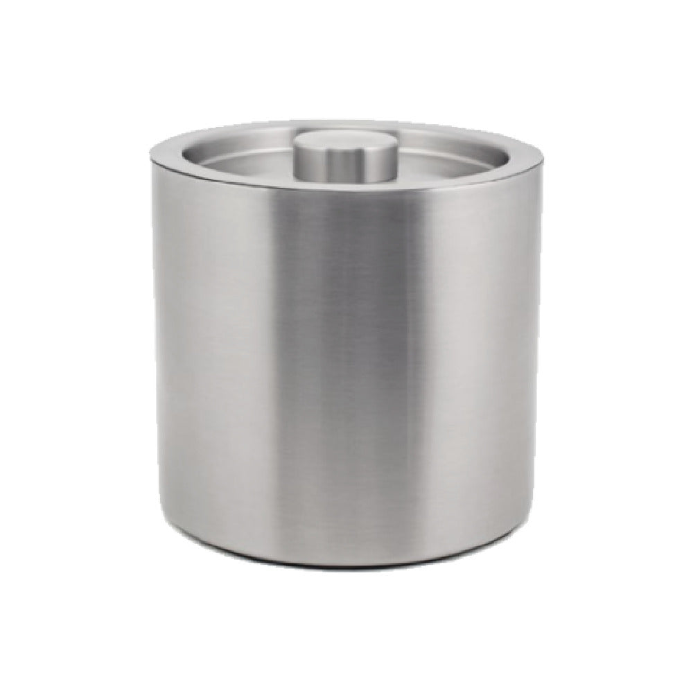 FOH RIB024BSS21_ 3qt Round Brushed Stainless Ice Bucket Silver Includes One RIB024BSS21-BTM 3qt Round Brushed Stainless Ice Bucket Base Silver