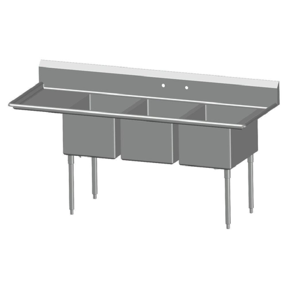 SPG 3N1824-LD18 - Universal Stainless Sink, Three Compartment, 18" Left-hand Drainboard