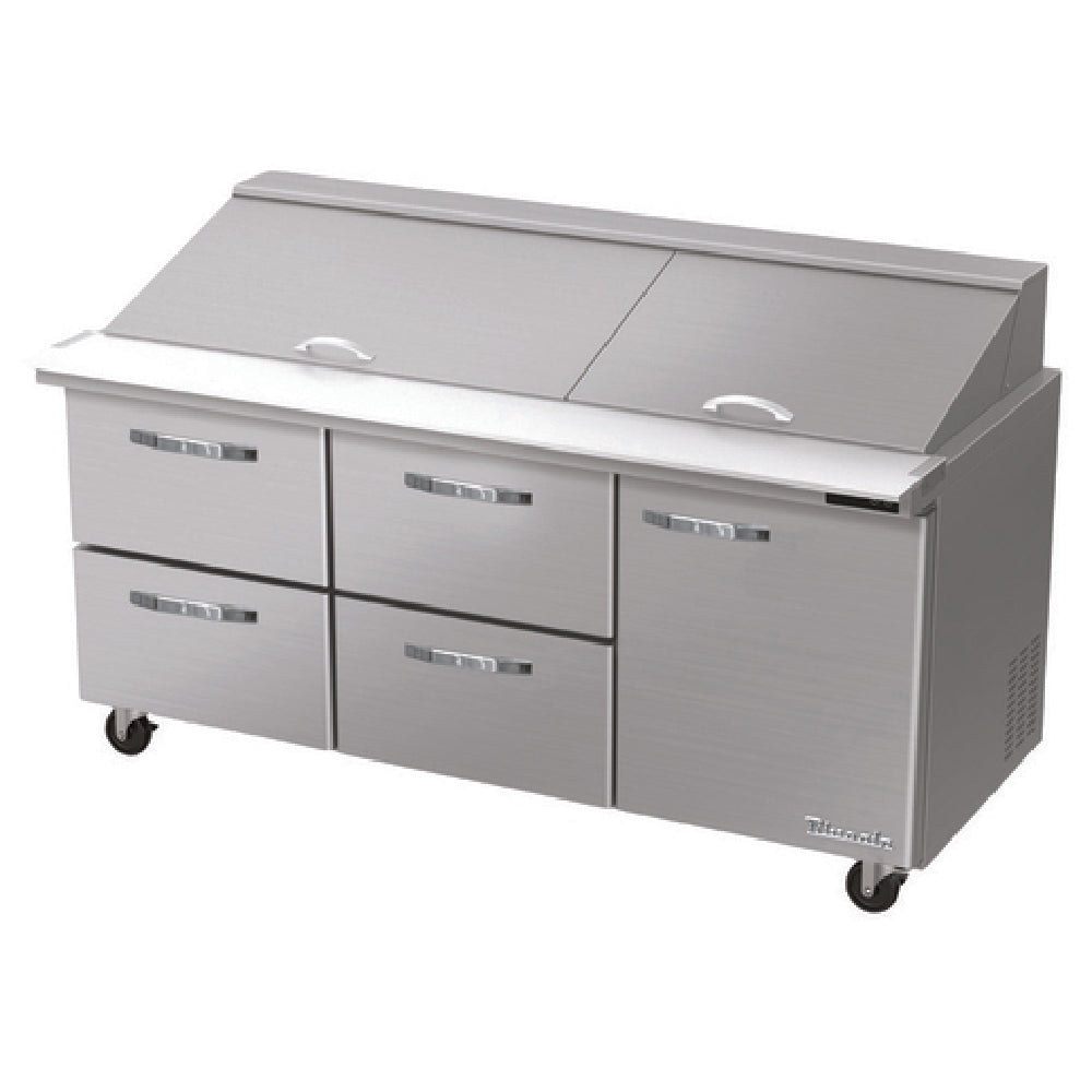 Blue Air BLMT72-D4LM-HC - Mega Top Sandwich Prep Table, Three-section, 72-3/8"W