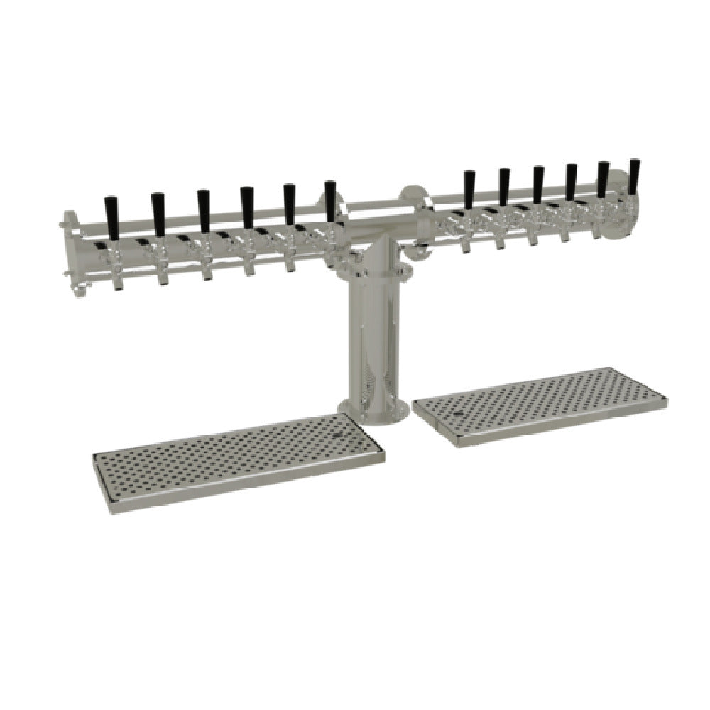 Glastender PT-12-MF Pipe Tee Draft Dispensing Tower Countertop (12) Stainless Steel Faucets (handles Not Included)