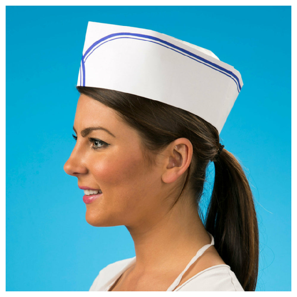 Royal PPR OS BLU - Disposable Overseas Cap, Paper Crown, Blue (100 Per Box, 10 Boxes Per Case)