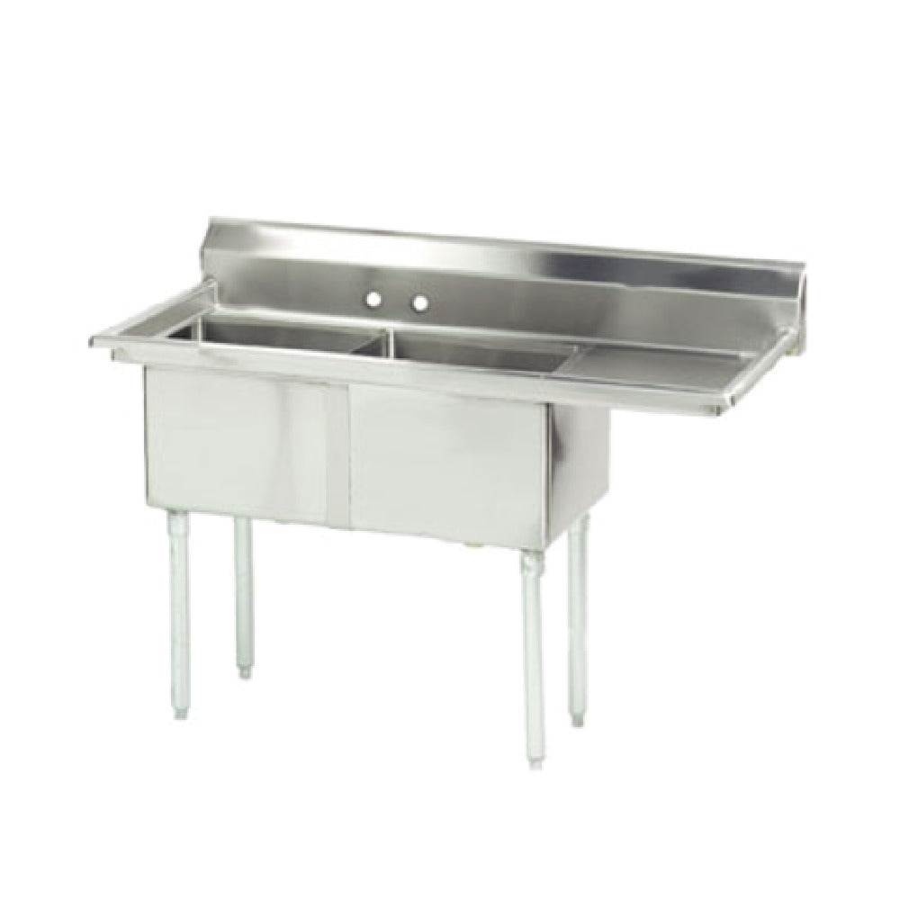 Advance Tabco FE-2-1812-18R-X Special Value Fabricated Sink 2-compartment 18" Right Drainboard