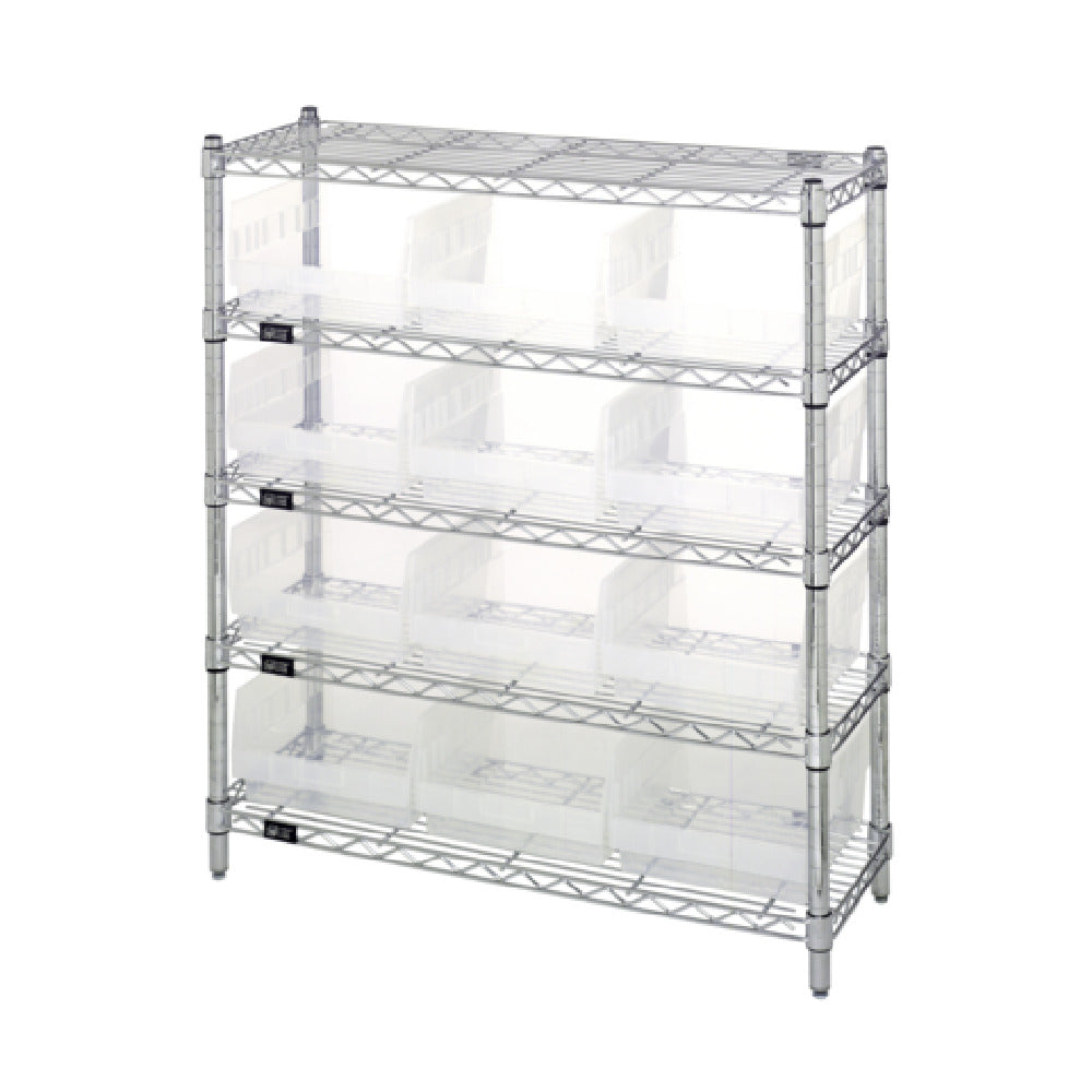 Quantum WR5-39-1236-209CL Bin Wire Shelving Center 12"D X 36"W X 39"H 800 Lbs. Capacity Per Shelf