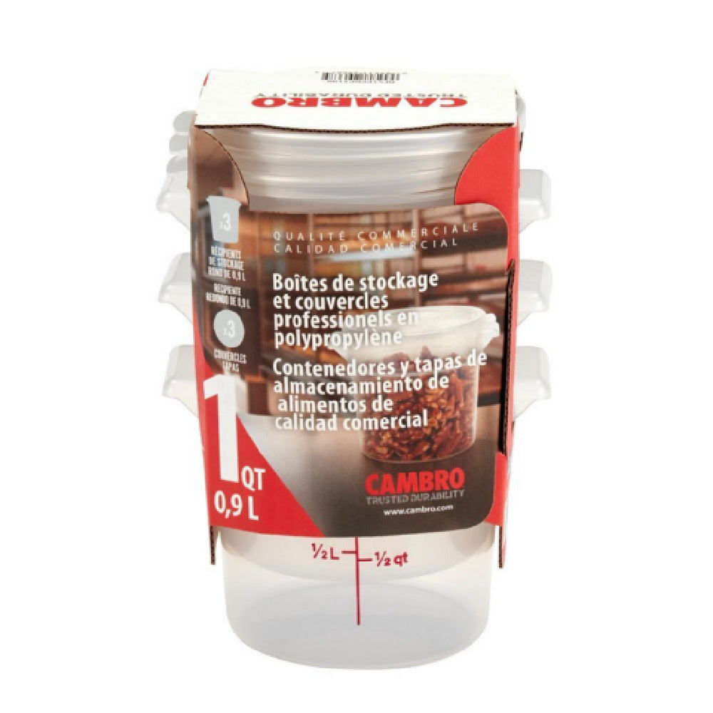 Cambro RFS1PPRP3190 - Multi Pack Translucent Container And Lid, 1 Qt. Capacity, Round
