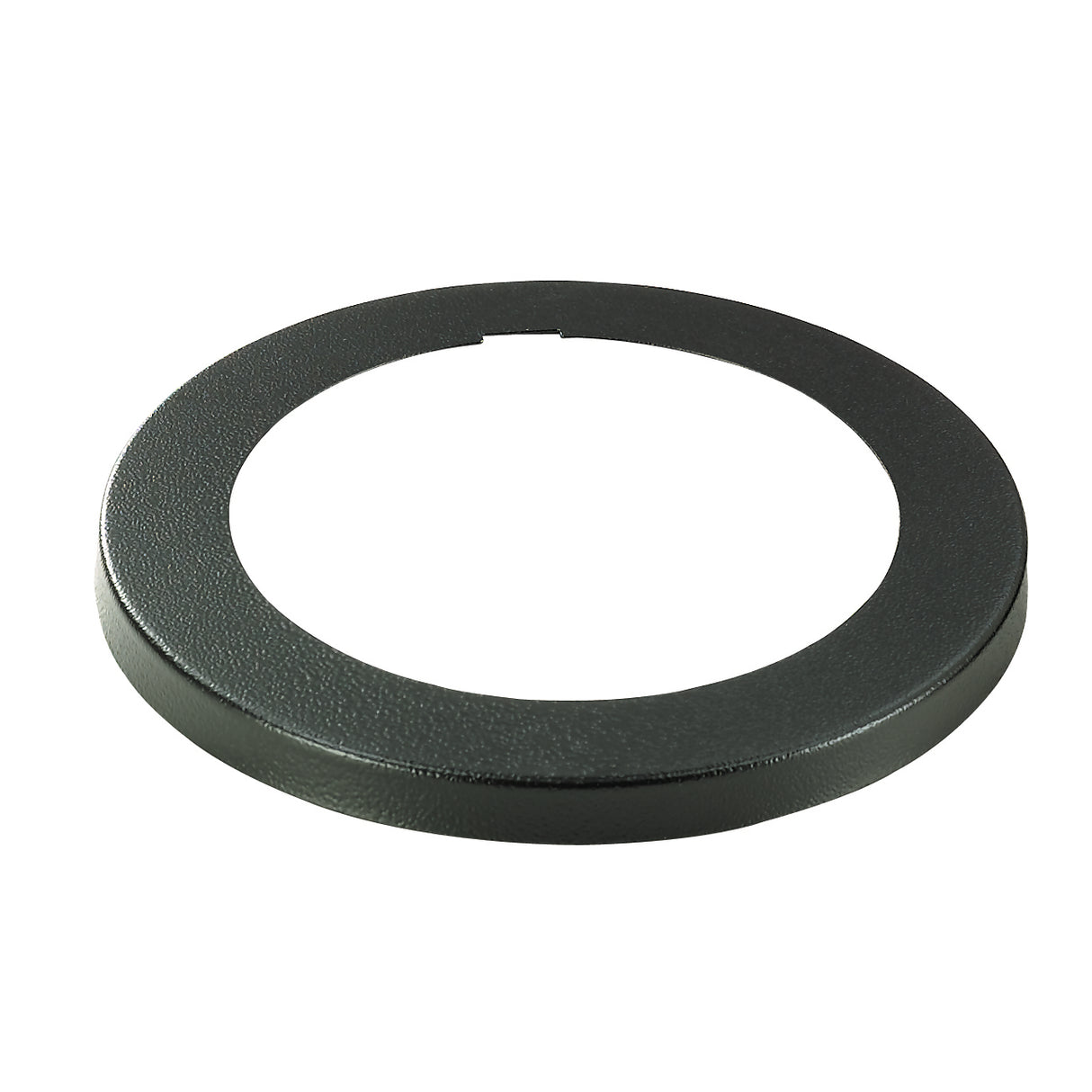 A flat, circular, black Ring Bezel from the Dispense-Rite BFL-2 series, made of textured material with a wide outer edge and a large open center. It features a small notch on one side and rests on a white background.