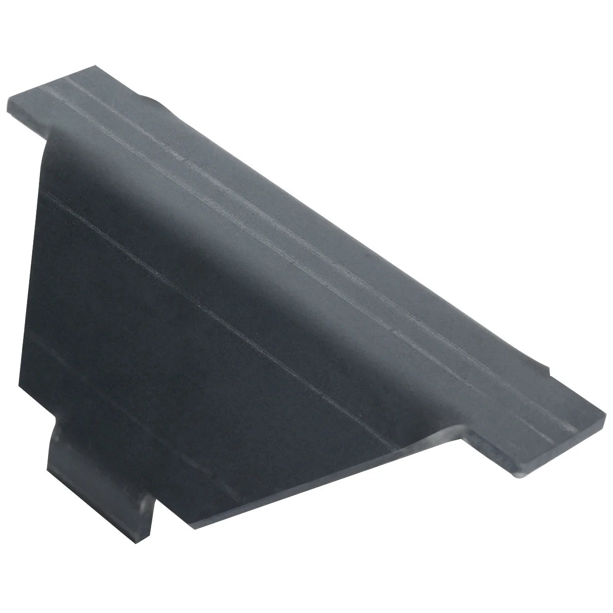 A dark gray, angular metal bracket with a wide, flat surface and ridged top edge—ideal for Charbroilers. The bracket features a small, rectangular protrusion and appears to be an Empura Parts structural or mounting component. The surface is matte and unadorned.
