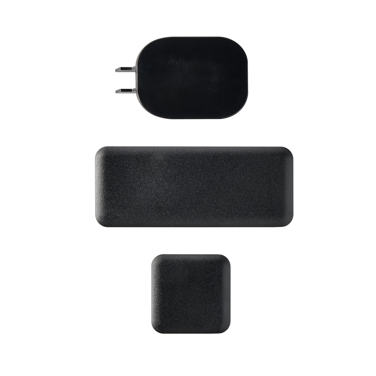 A black rectangular object resembling a compact ice and water dispenser, featuring a sleek black rectangle.