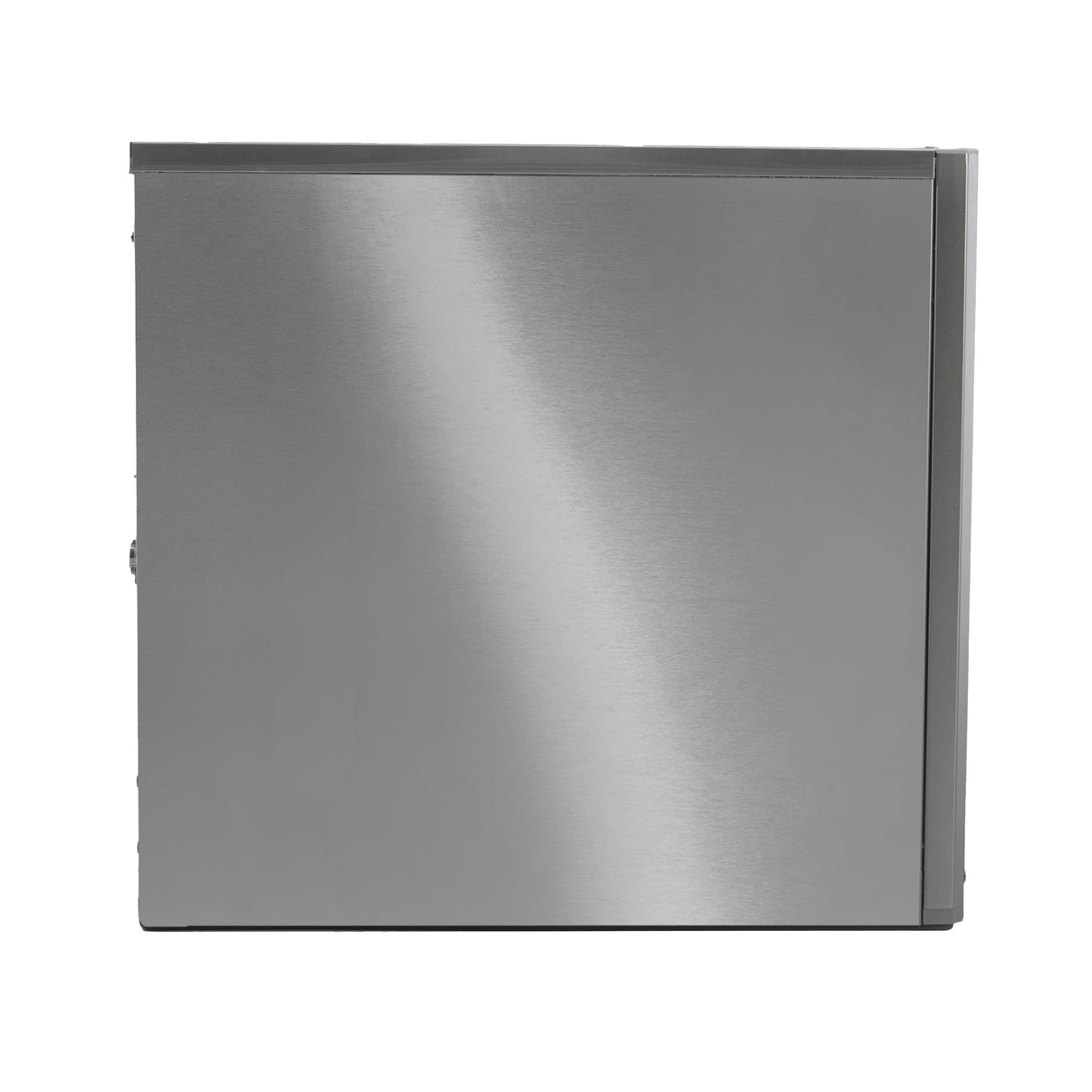 A square, stainless steel metal cabinet with a smooth, brushed finish, designed for the Prodigy ELITE commercial ice machine. The cabinet features clean edges and a right-opening door; only the front and part of the right side are visible.