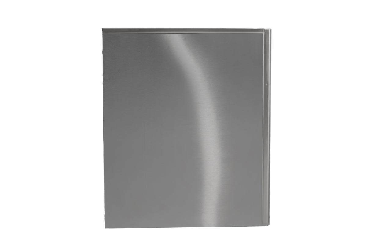 A rectangular stainless steel Prodigy ELITE ice maker door with a smooth, brushed finish and slightly rounded edges, shown closed against a plain white background. The door suits models producing small cube size ice and has no visible handle or design features.