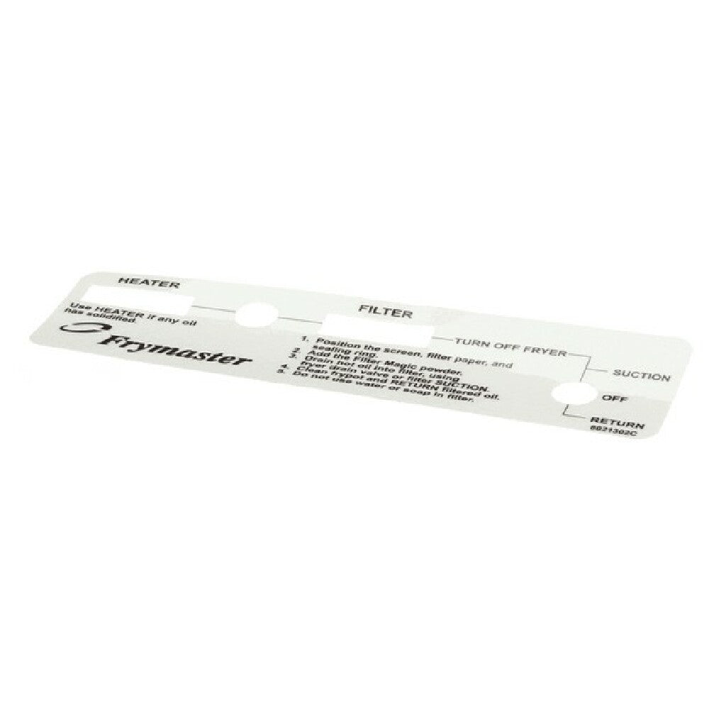 Frymaster 8021302 Label Pf Frymster Switc H Plate