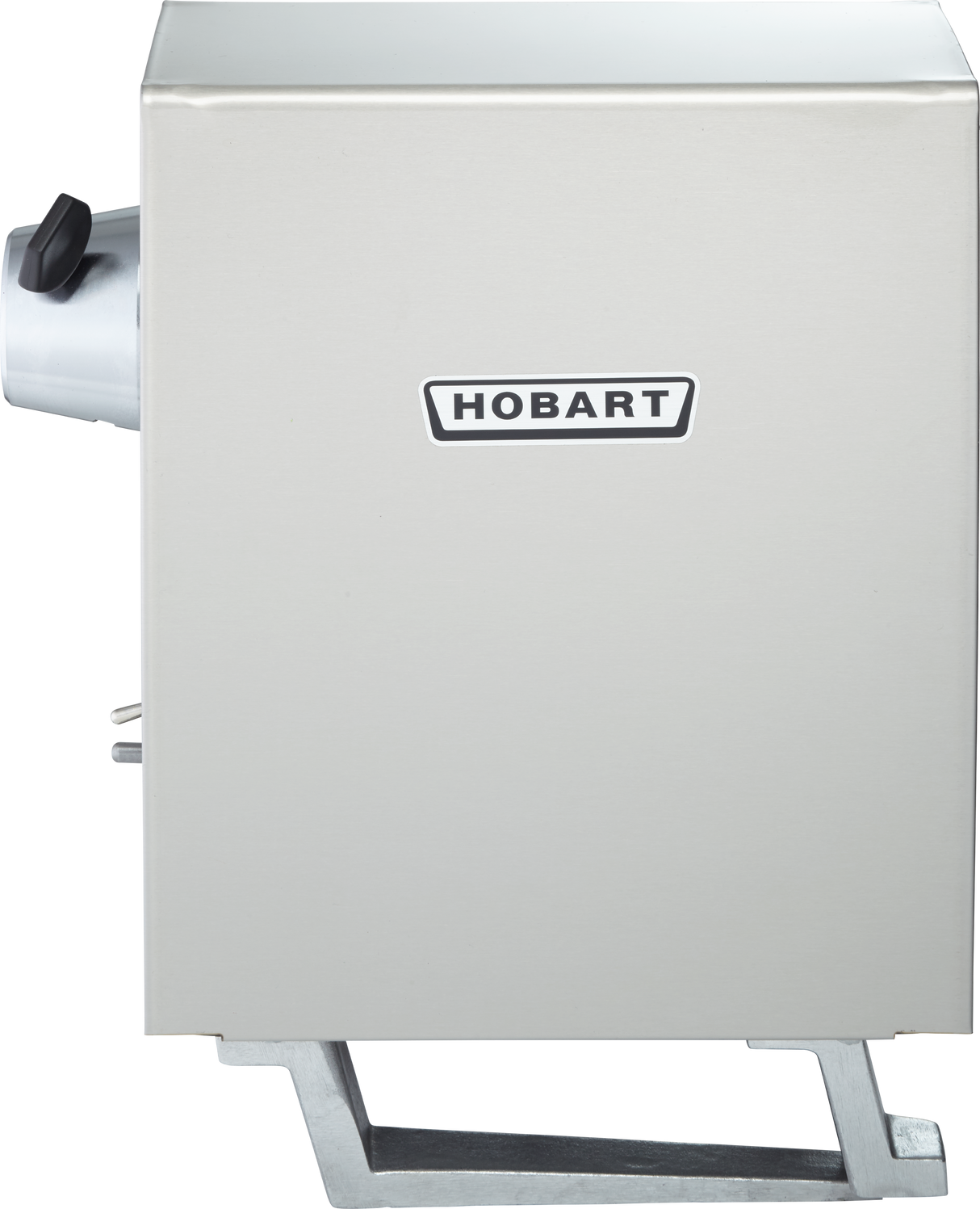 A stainless steel Hobart PD-70 commercial food processor viewed from the side, showing the Hobart logo in the center. The Power Drive Unit features a sturdy rectangular body, a side-mounted handle, and a base with a metallic support frame.