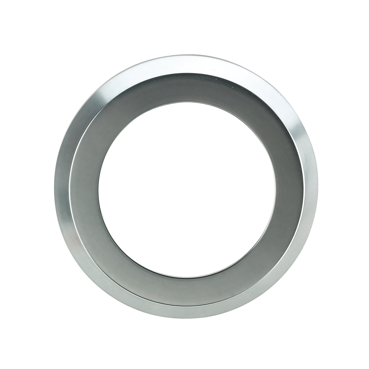 A metallic, circular object resembling a satin silver Ring Bezel from the STL-2 series, viewed from above against a white background. The ring features a smooth, shiny surface with beveled edges and a large, empty center.