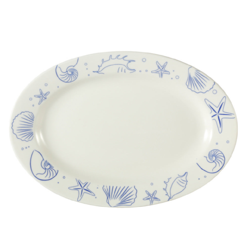 CAC China ATC-51-AW Atlantic Seashell Platter 15"L X 10-1/4"W X 1-1/2"H Oval