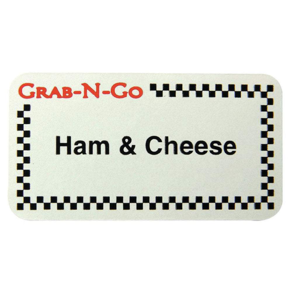 Hubert 32736 - Grab-N-Go Food Label, "Ham & Cheese", 1-3/4" X 7/8"