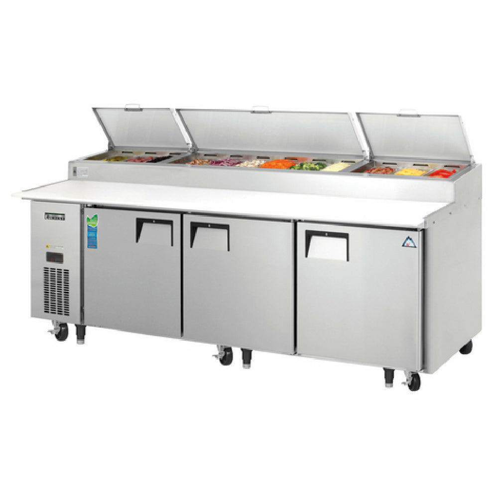 Everest Refrigeration EPPR3 Pizza Prep Table Three-section 93-1/8"W