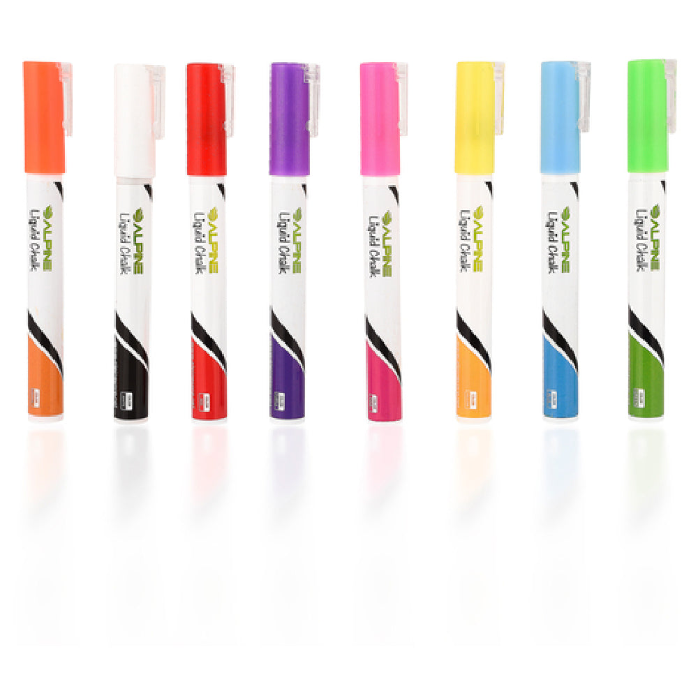 Alpine Industries ALP497-8 LED Markers For A-frame And LED Marker Boards Includes (8) Liquid Chalk Markers (one Of Each Color: Orange White Red Purple Pink Yellow Blue And Green)