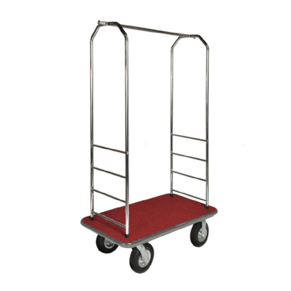 Central Specialties 2099GY-010-RED Easy Mover™ Bellman's Cart 43"W X 23"D X 72-1/2"H 1" Stainless Steel Frame