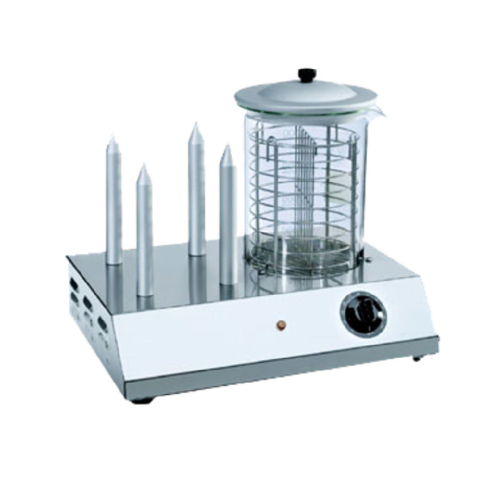 Eurodib HOTDOG110V Hot Dog Steamer & Bun Warmer 6" Dia. X 7-5/8" Height Stainless Steel Basket