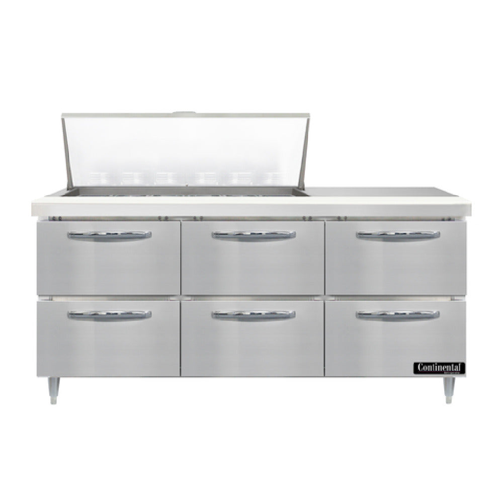 Continental Refrigerator D72N18M-D Designer Line Mighty Top Sandwich Unit 72"W