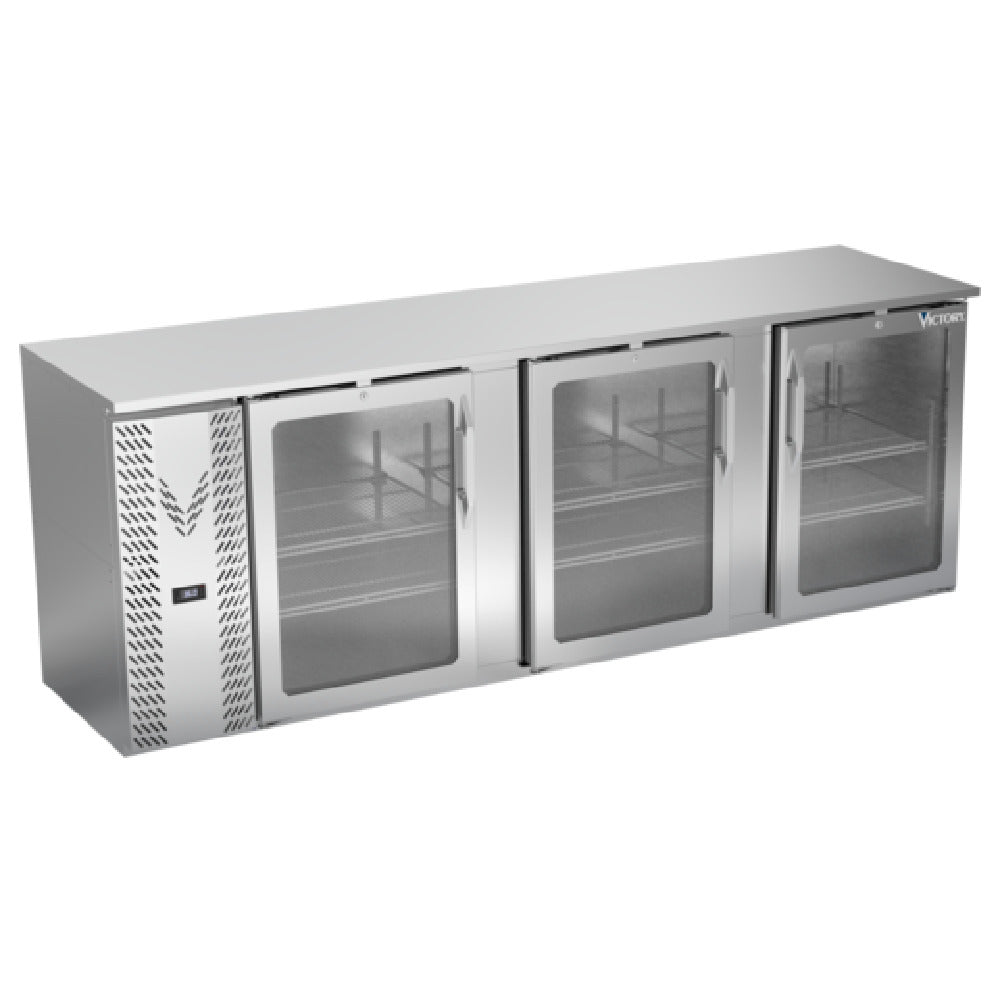Victory VBBN94HC-G-S - Back Bar Refrigerator, Three-section, 94"W X 25-11/16”D X 34"H