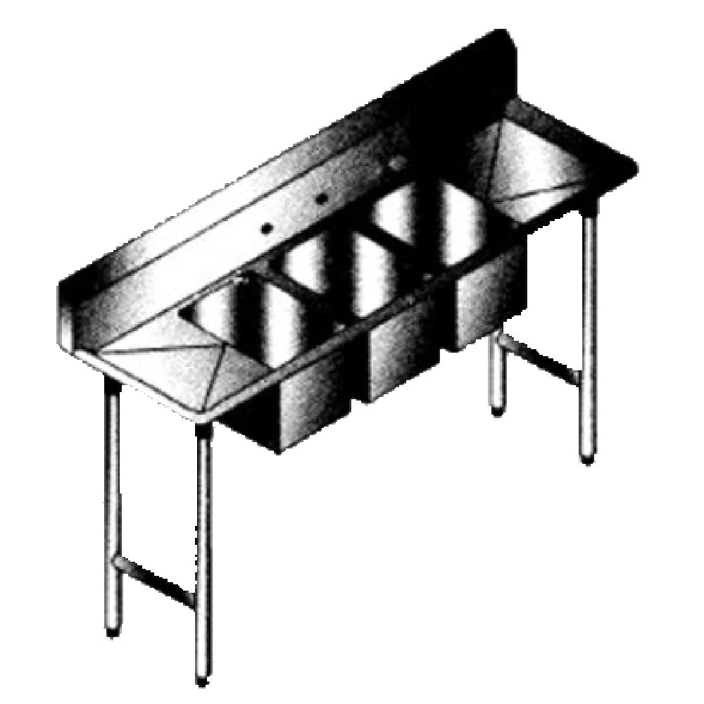 SPG MS-3SL1014-2D12 - Universal Stainless Convenience Store Sink, Three Compartment