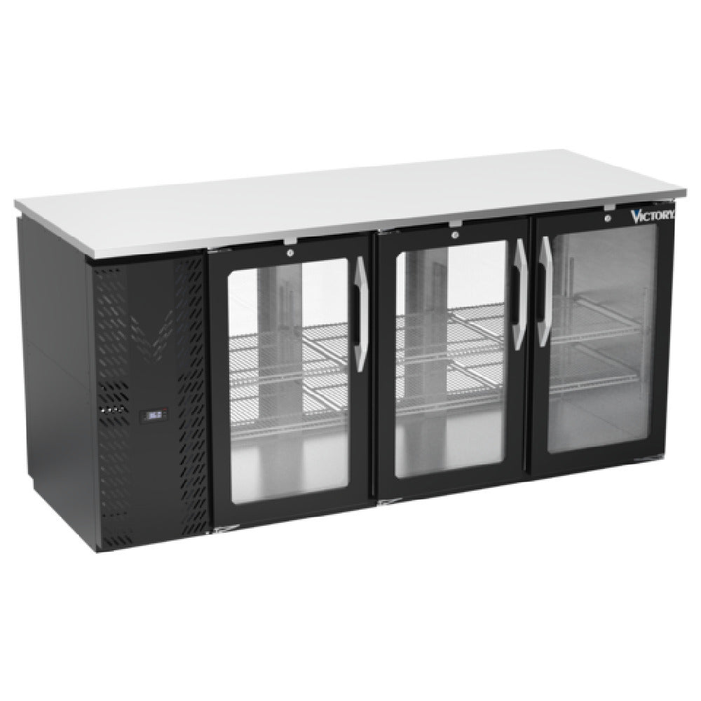 Victory VBBN72HC-FG-PT-B - Pass-Thru Back Bar Refrigerator, Food Rated, Three-section