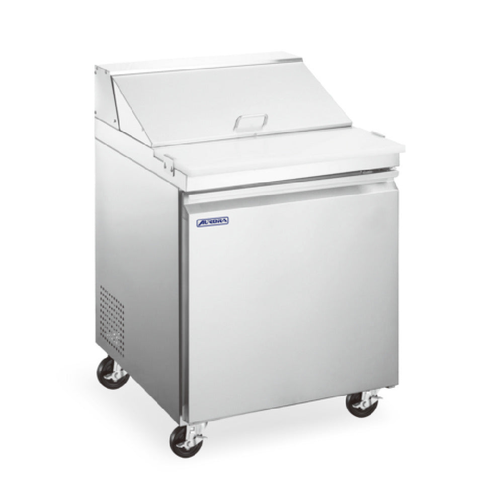 Omcan 59045 (PT-CN-0686E-HC) Aurora Refrigerated Prep Table One-section Rear Mount Self-contained Refrigeration