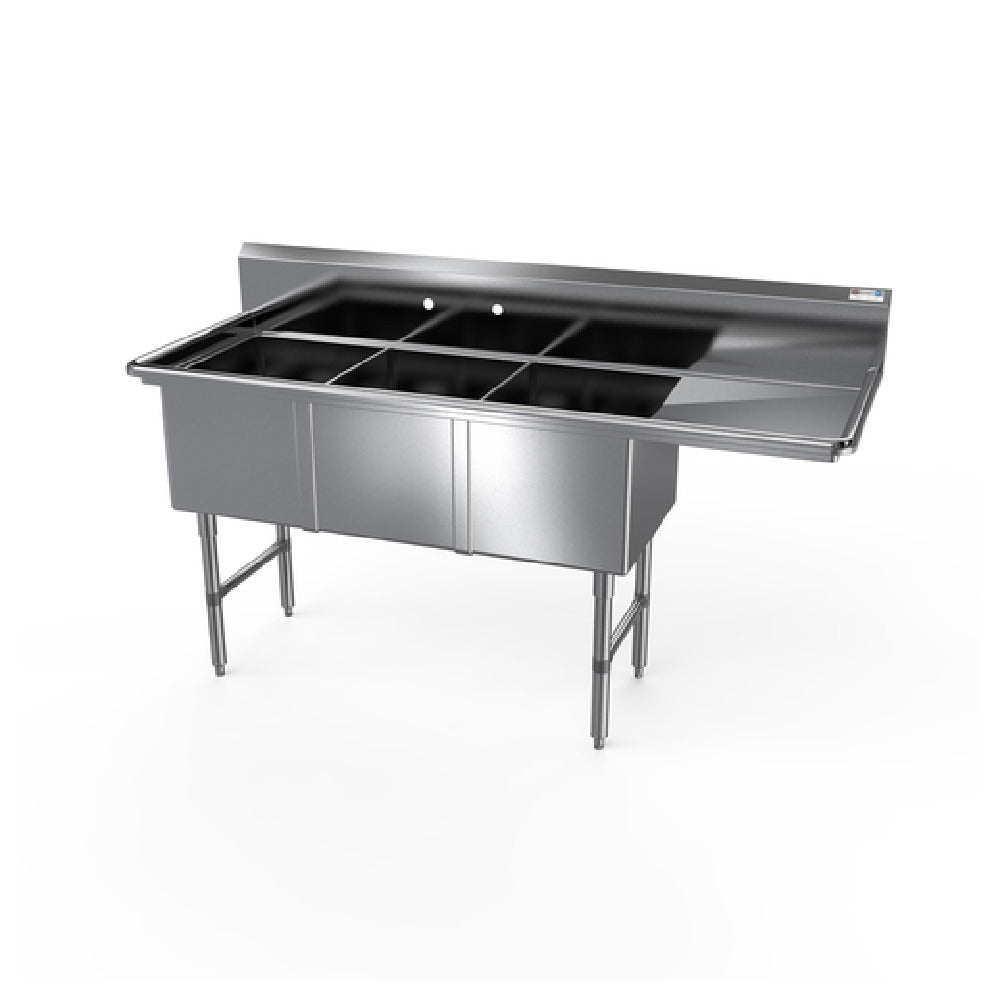NBR Equipment 3SS-203014R18 Premium Sink Three-compartment 82-3/16"W X 35-1/2"D X 44-1/16"H Overall Size