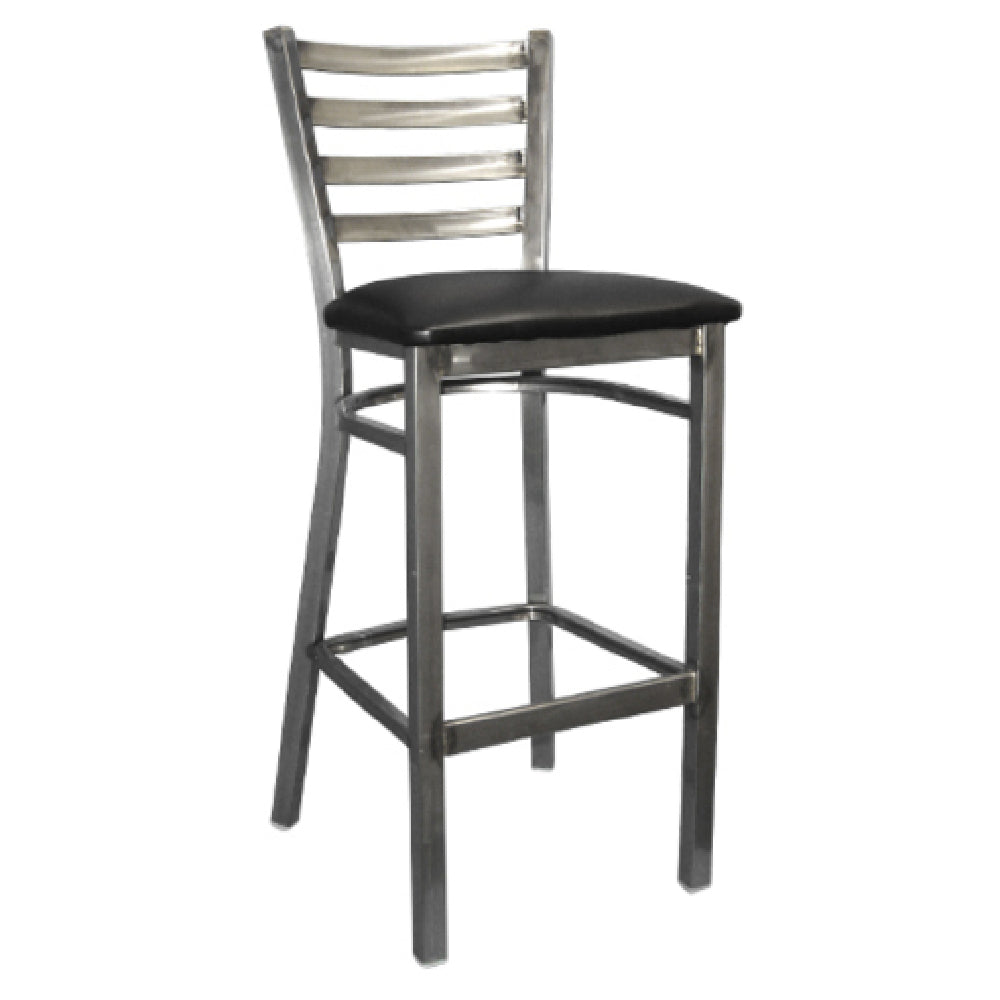 Klinger's Trading 760-BS-BLACK Bar Stool Ladder Back Black Upholstered Seat