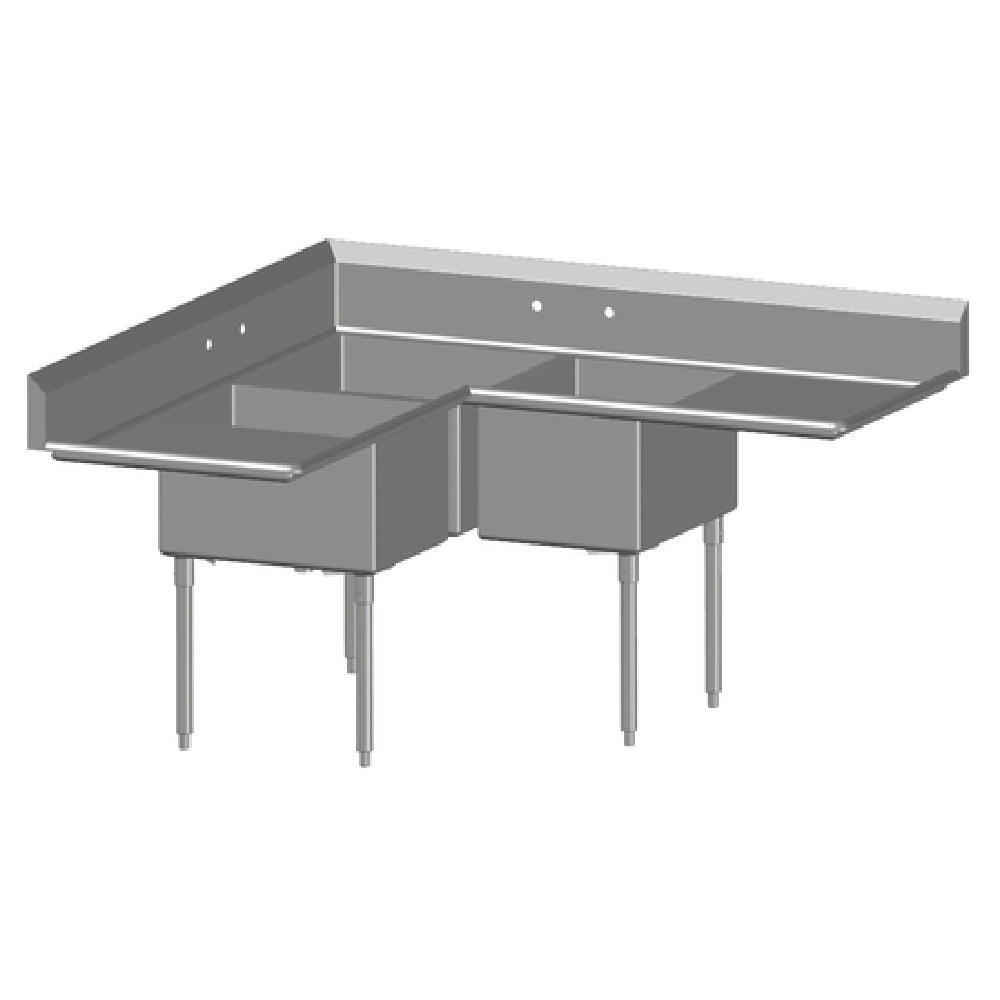 SPG CS-3N1824-2D-18 - Universal Stainless Corner Sink, Three Compartment, 18" Left & Right-hand Drainboards