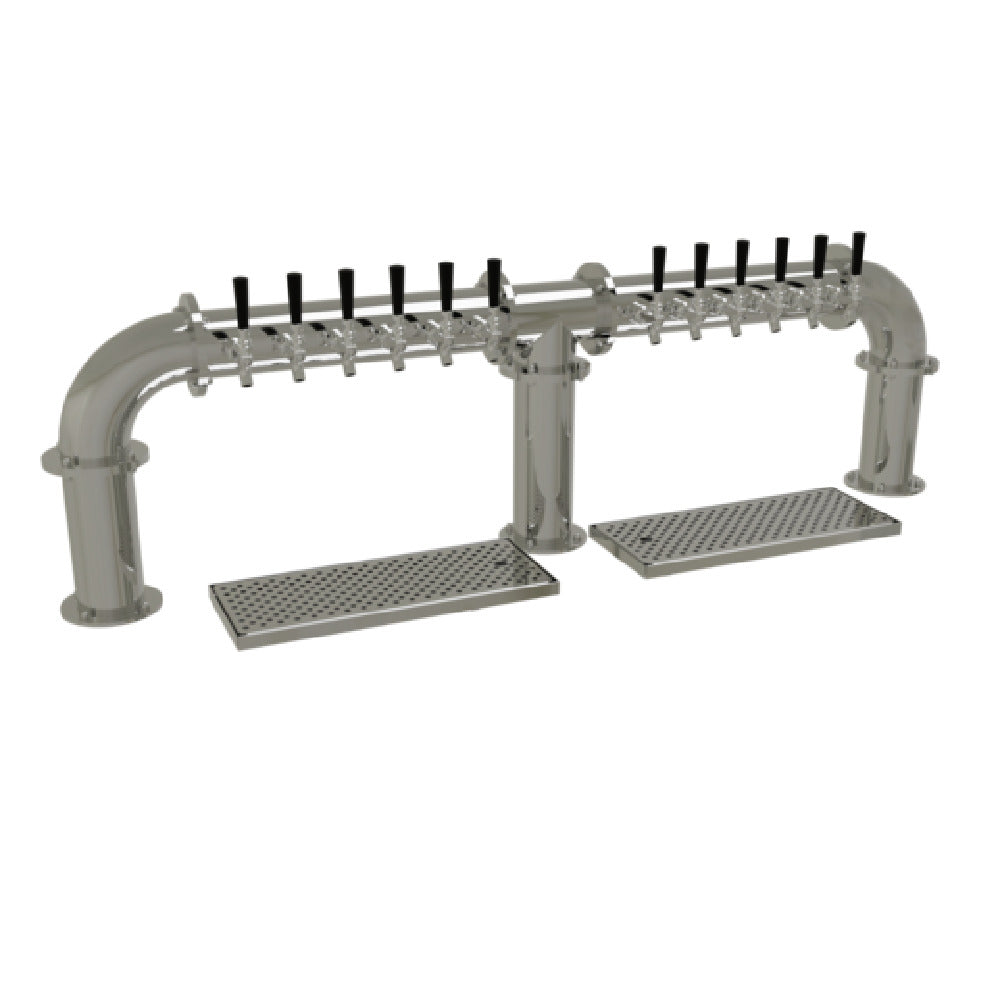 Glastender PB-12-MF Pipe Bridge Draft Dispensing Tower Countertop (12) Stainless Steel Faucets (handles Not Included)