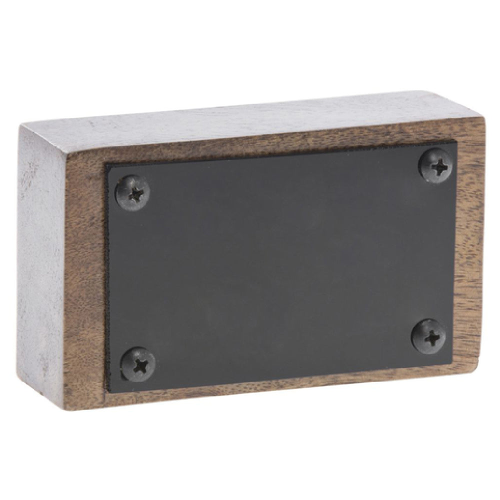 Hubert 97302 - Wood Block Sign, 5" X 1-3/4" X 3"H, Matte Black Acrylic Write-on Panel