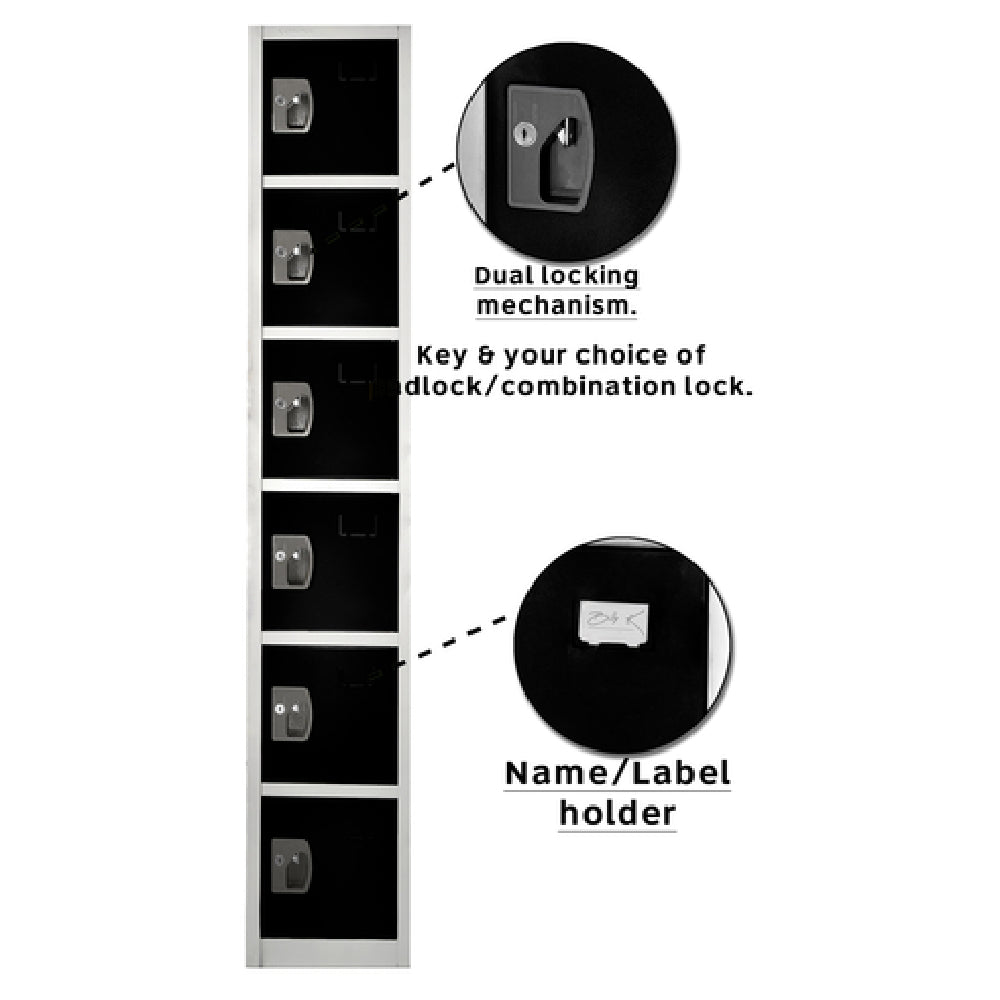 Alpine Industries ADI629-206-BLK Storage Locker 72" H X 12" W Six-compartment