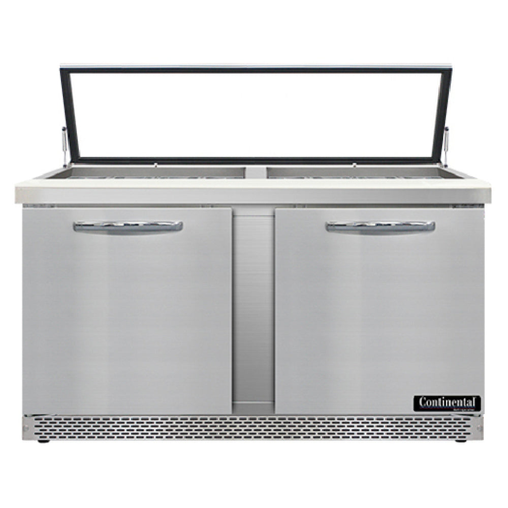 Continental Refrigerator SW60N24M-HGL-FB Mighty Top Sandwich Unit With Hinged Glass Lid