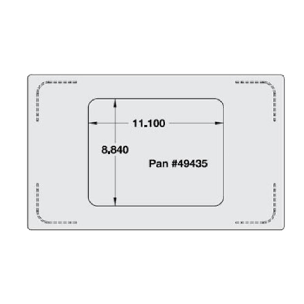 Vollrath 8242814 Miramar™ Single Size Template For Miramar™ Cookware Stainless Steel Plain Edge (1) Small Food Pan Cutout