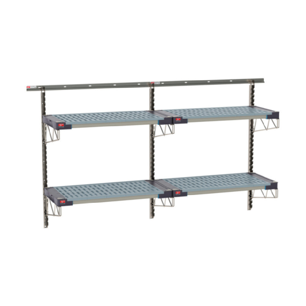 Metro SW-1872S4-45-2TIER - SmartWall Life Wall Shelving Kit, Double-wide, Two-tier. Type 304 Stainless Steel Components: Wall Tracks