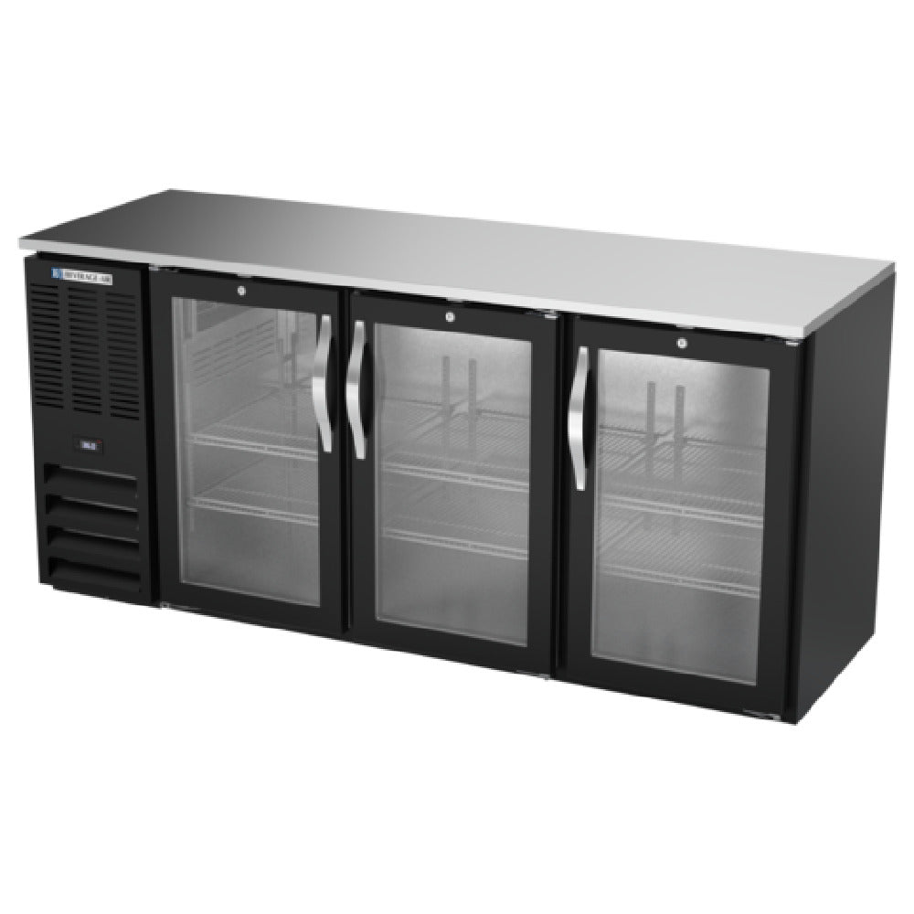 Beverage Air BBN72HC-G-B - Refrigerated Back Bar Storage Cabinet, Three-section, 72"W X 26-3/8"D X 34"H