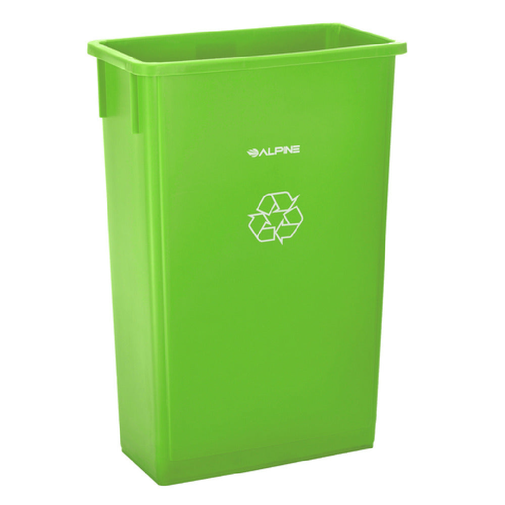 Alpine Industries ALP477-LGRN Slim Recyling/Trash Can 23 Gallon Capacity Imprinted With Recycling Symbol